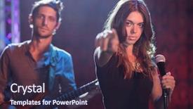  Presentation with music festival - PPT layouts consisting of guitarists - portrait of female singer background and a wine colored foreground