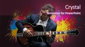  Presentation with classical - PPT theme having guitarists - young classical guitarist musician background and a tawny brown colored foreground