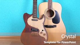  Presentation with red marble pattern wallpaper blue - PPT theme having guitars on blue wallpaper background background and a coral colored foreground