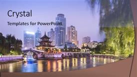  Presentation with china - Presentation theme having guiyang china skyline at jiaxiu background and a light blue colored foreground