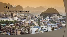  Presentation with china - Presentation with guiyang guizhou china cityscape background and a yellow colored foreground