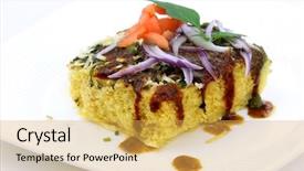  Presentation with snack food - PPT theme with gujarati food - famous indian snack dhokla background and a yellow colored foreground