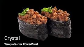  Presentation with beef - Presentation theme consisting of gukan-beef-teriyaki-isolated background and a black colored foreground