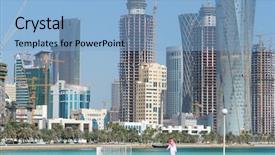  Presentation with qatar - Cool new presentation theme with gulf oil - doha - qatar - cityscape backdrop and a light blue colored foreground