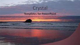  Presentation with rock - Presentation with gull-rock-after-the-sunset background and a light blue colored foreground