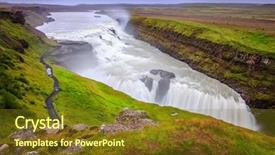  Presentation with waterfall - Theme consisting of gullfoss - waterfall in iceland background and a tawny brown colored foreground