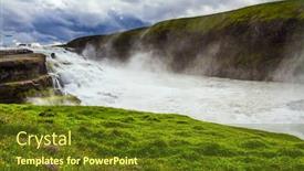  Presentation with water river - Cool new slides with gullfoss-golden-falls-the-waterfall backdrop and a tawny brown colored foreground