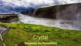  Presentation with water river - Beautiful PPT theme featuring gullfoss-golden-falls-waterfall backdrop and a tawny brown colored foreground