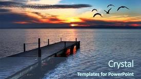  Presentation with fly - Amazing PPT theme having gulls fly over the sea backdrop and a ocean colored foreground