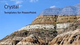  Presentation with dinosaur - Presentation consisting of gully - dinosaur provincial park in alberta's background and a light blue colored foreground