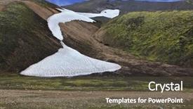  Presentation with green mountains - Beautiful theme featuring gully - green moss on smooth slopes backdrop and a tawny brown colored foreground