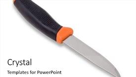  Presentation with blank whiteboard isolated on white - Presentation theme featuring gully - knife on the white background background and a  colored foreground