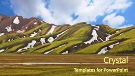  Presentation with green mountains - Audience pleasing presentation theme consisting of gully - magnificent colorful mountains reserve landmannalaugar backdrop and a tawny brown colored foreground