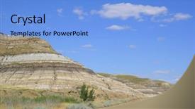  Presentation with dinosaur - Colorful PPT theme enhanced with gully - road through dinosaur provincial park backdrop and a light blue colored foreground