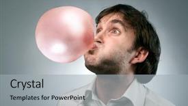  Presentation with blowing leaves - Slide set enhanced with man blowing in a chewing background and a light gray colored foreground