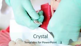  Presentation with office king - Theme consisting of macro photo of red ruby crystals isolated on white background background and a light gray colored foreground.