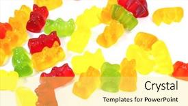  Presentation with kids candy - Slide set with gummi bears the ultimate candy snack for kids and children background and a yellow colored foreground