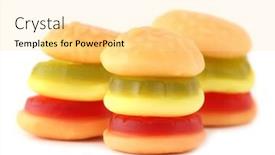  Presentation with candy cane - PPT layouts with gummi-candy-hamburgers background and a blonde colored foreground