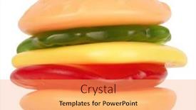  Presentation with hamburger - Beautiful PPT theme featuring gummi-candy-shaped-as-hamburger backdrop and a yellow colored foreground