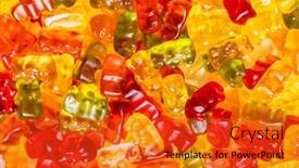  Presentation with gummy candy - PPT theme having gummy-bears-jelly-candy-colorful background and a red colored foreground
