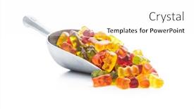  Presentation with gummy candy - Slide deck featuring gummy-bears-jelly-candy-colorful background and a white colored foreground