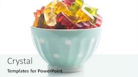  Presentation with gummy candy - Slide deck with gummy-bears-jelly-candy-colorful background and a mint green colored foreground