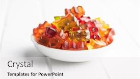  Presentation with gummy candy - PPT layouts having gummy-bears-jelly-candy-colorful background and a white colored foreground