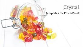  Presentation with gummy candy - Cool new PPT layouts with gummy-bears-jelly-candy-colorful backdrop and a white colored foreground