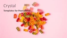  Presentation with gummy candy - Theme consisting of gummy-bears-jelly-candy-colorful background and a lemonade colored foreground