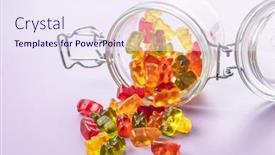  Presentation with jelly - Colorful theme enhanced with gummy-bears-jelly-candy-colorful backdrop and a sky blue colored foreground