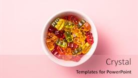  Presentation with gummy candy - Amazing slides having gummy-bears-jelly-candy backdrop and a coral colored foreground