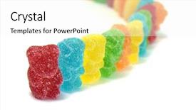  Presentation with gummy bear gummy bears and liquid - Audience pleasing PPT theme consisting of minorities integration - gummy bears of different colors backdrop and a white colored foreground