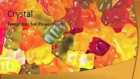  Presentation with candy - Cool new PPT theme with candy sweets - gummy bears backdrop and a red colored foreground