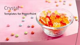  Presentation with gummy candy - Presentation design with gummy-candy-colorful-jelly-bears background and a lemonade colored foreground