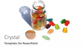  Presentation with gummy candy - Slide set featuring gummy-candy-jar-of-fruit background and a white colored foreground
