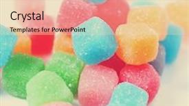  Presentation with retro - PPT layouts having gumdrops - gummy cubes of different colors background and a lemonade colored foreground