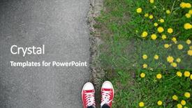  Presentation with urban youth - PPT theme featuring gumshoes on urban grunge background background and a gray colored foreground