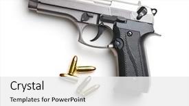  Presentation with gun - Amazing presentation theme having gun - 9mm pistol bullets and handgun backdrop and a white colored foreground
