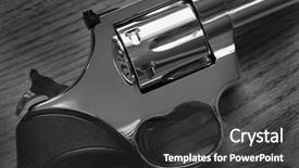  Presentation with shooting gun - Audience pleasing slides consisting of gun - closeup of pistol handgun trigger backdrop and a dark gray colored foreground