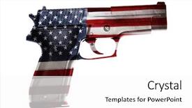  Presentation with gun american flag - Slide set enhanced with gun - handgun and american flag composite background and a white colored foreground