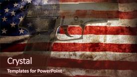  Presentation with gun - Cool new presentation design with gun - handgun and american flag backdrop and a tawny brown colored foreground