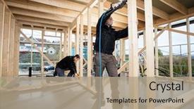  Presentation with drilling - Amazing PPT theme having gun - professional carpenters drilling wood backdrop and a coral colored foreground