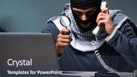  Presentation with gun - Colorful slide deck enhanced with gun asking for money ransom backdrop and a tawny brown colored foreground