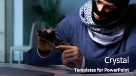  Presentation with mobile money gratuit - Beautiful slide deck featuring gun asking for money ransom backdrop and a navy blue colored foreground