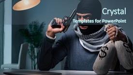  Presentation with mobile money gratuit - Audience pleasing PPT theme consisting of gun asking for money ransom backdrop and a ocean colored foreground