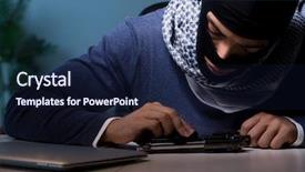  Presentation with gun and ammo - Cool new presentation theme with gun asking for money ransom backdrop and a navy blue colored foreground