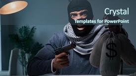  Presentation with on money - Slide set with gun asking for money ransom background and a ocean colored foreground