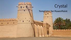  Presentation with fort - Cool new presentation design with gun history - famous jahili fort in al backdrop and a light blue colored foreground