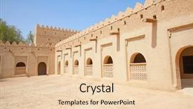  Presentation with oasis - Beautiful PPT theme featuring gun history - famous jahili fort in al backdrop and a lemonade colored foreground