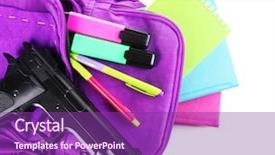  Presentation with gun - PPT layouts featuring gun in school backpack isolated background and a  colored foreground